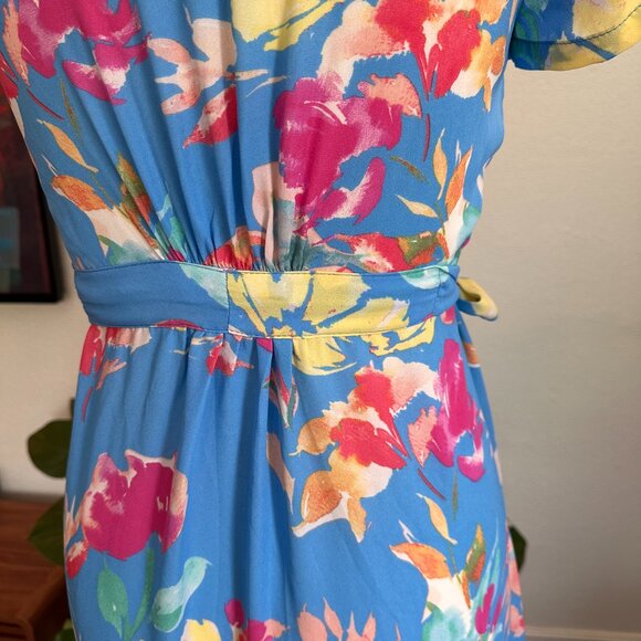 VICI Floral Summer Print V Neck Wrap Tie Long Maxi Flowy Dress Maximalism - Picture 5 of 12